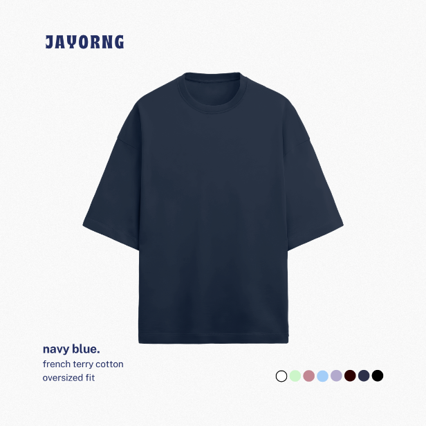 Unisex Oversized Terry Cotton T-Shirt Navy Blue