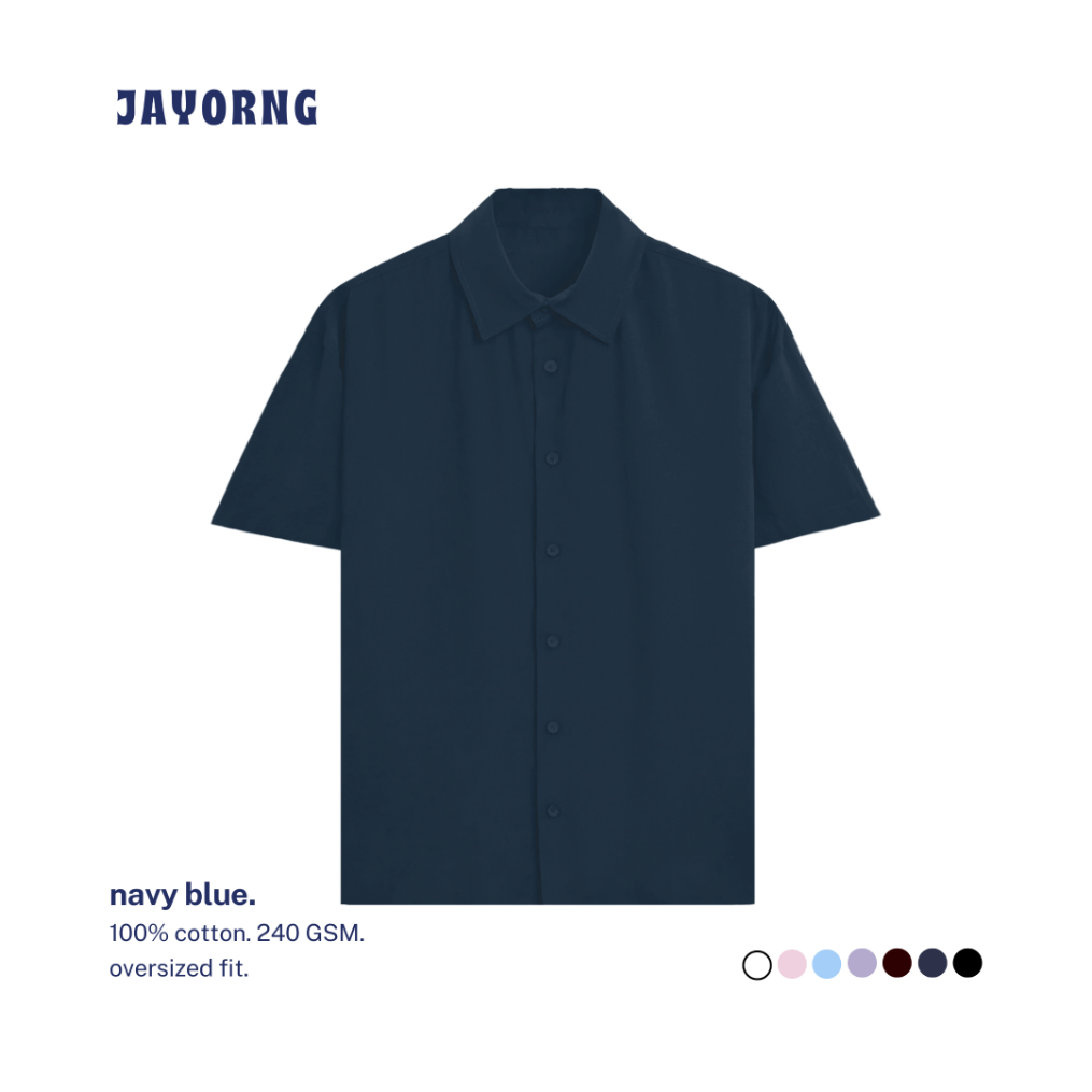 Unisex Oversized Cotton Shirt Navy Blue