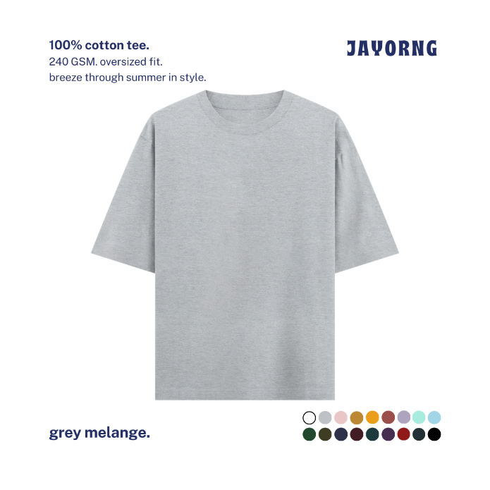 Unisex Oversized Cotton T-Shirt Grey Melange