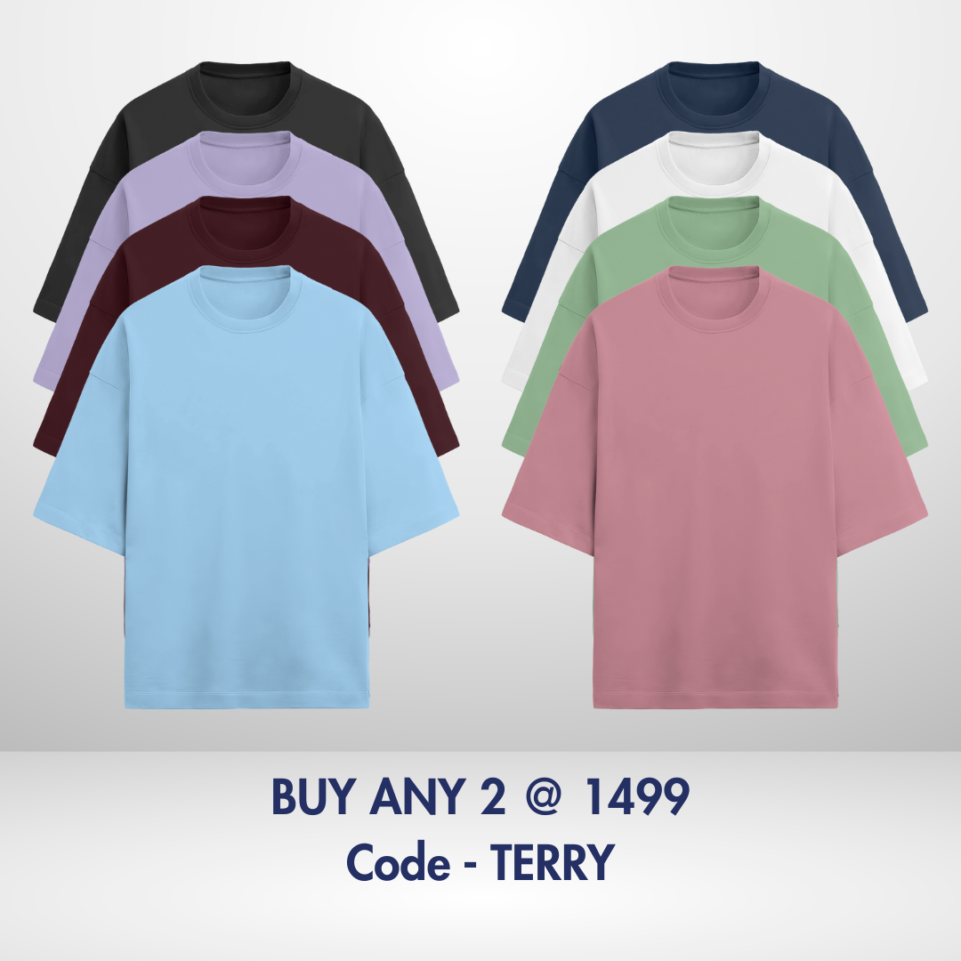 Unisex Oversized Terry Cotton T-Shirt Baby Blue