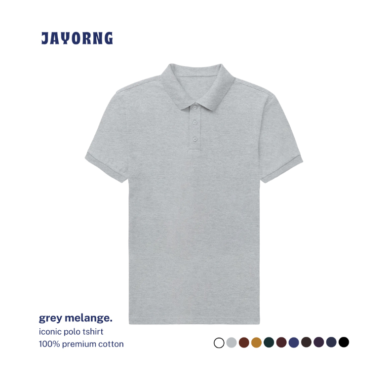 Iconic Mens Polo T-Shirt Grey Melange