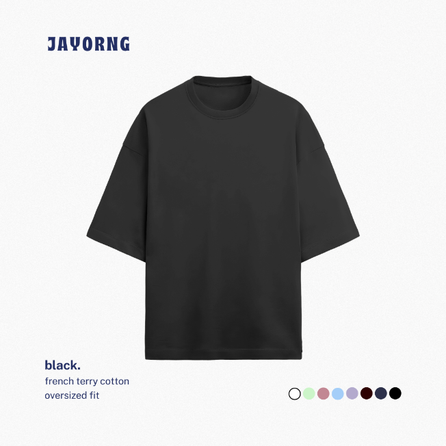 Unisex Oversized Terry Cotton T-Shirt Black