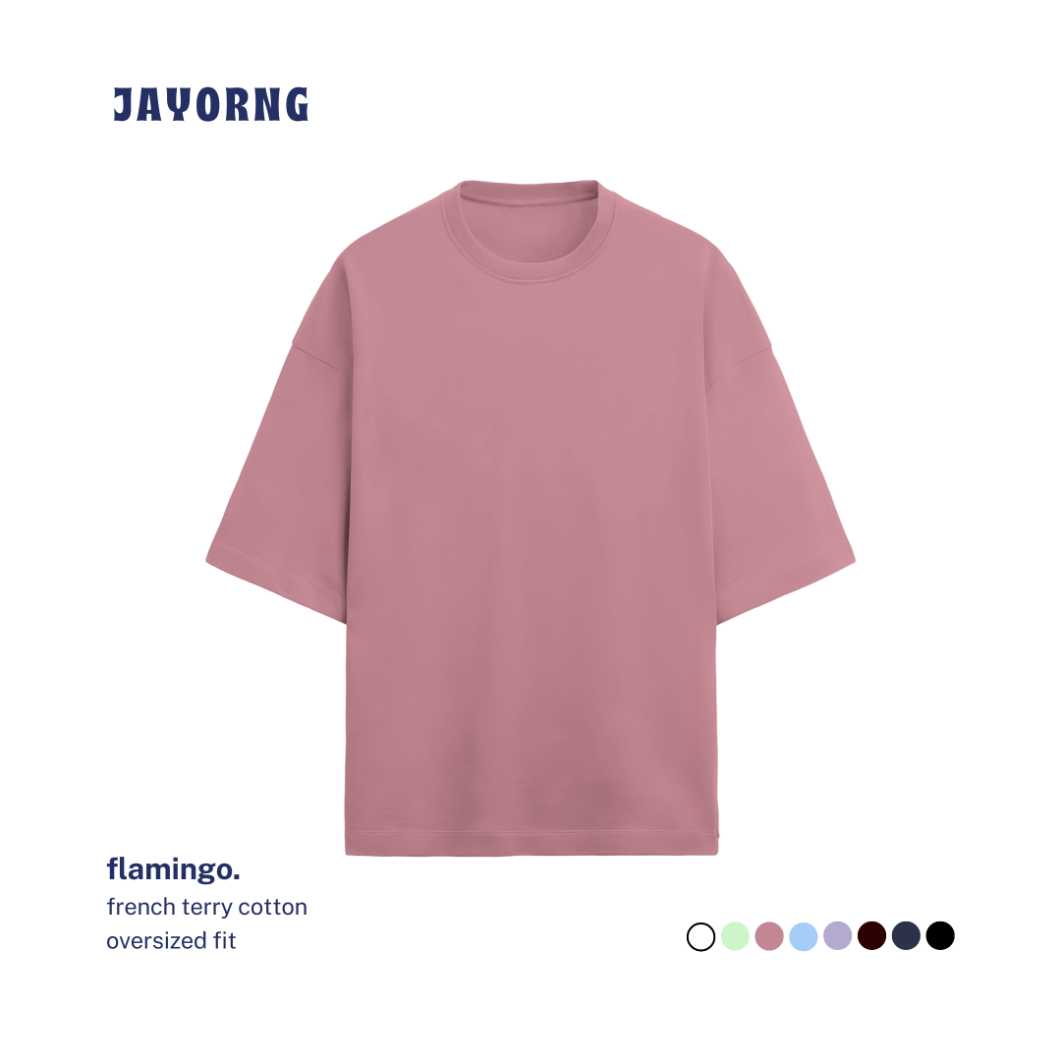 Unisex Oversized Terry Cotton T-Shirt Flamingo