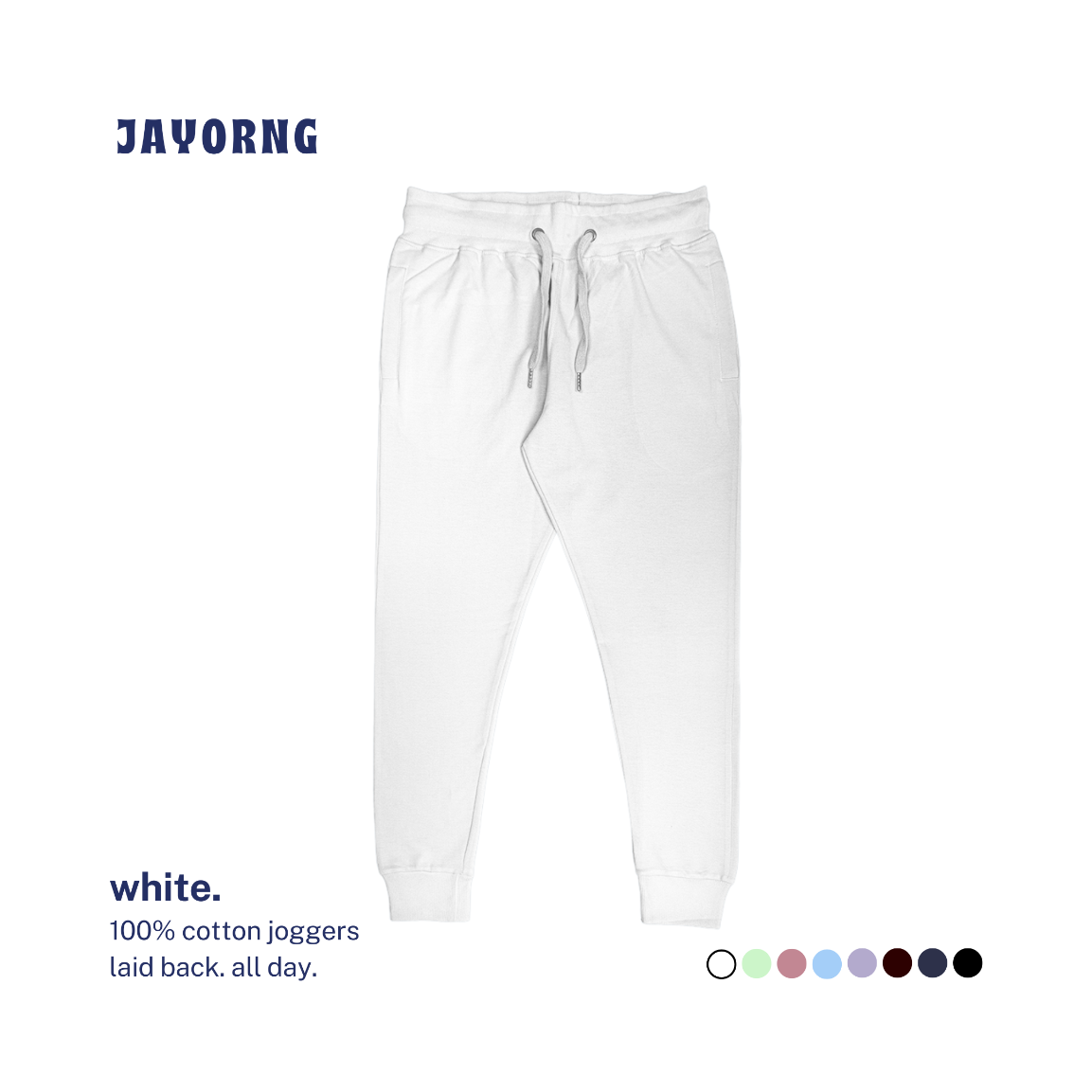 Unisex Cotton Joggers White