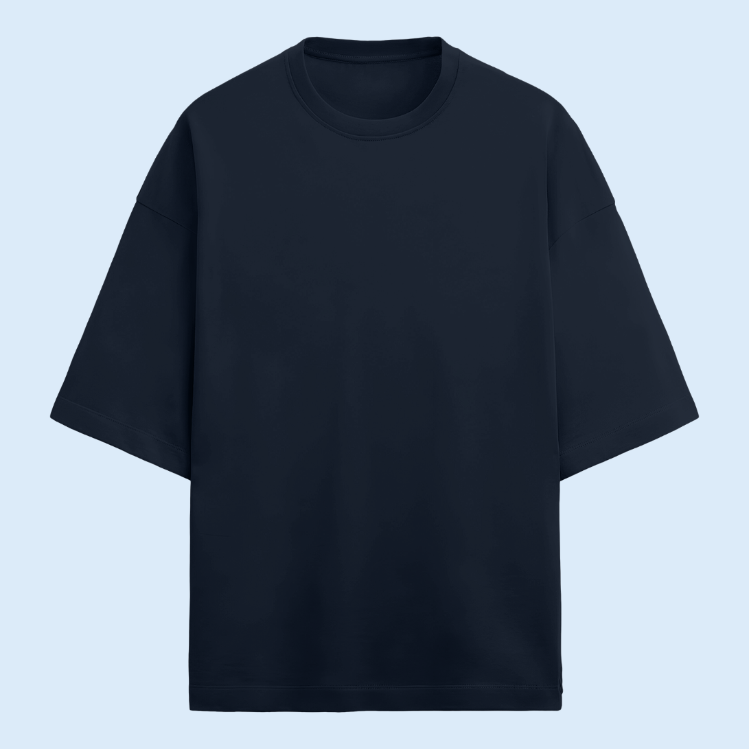 Unisex Oversized Terry Cotton T-Shirt Navy Blue