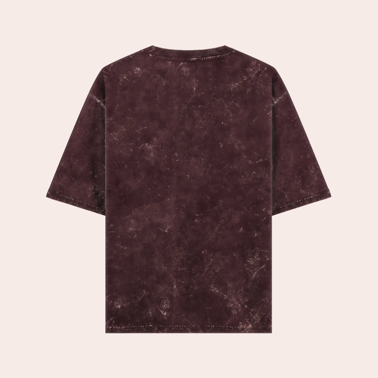 Unisex Acidwash Cotton Oversized T-Shirt Maroon