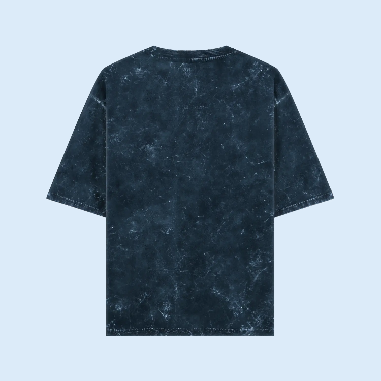 Unisex Acidwash Cotton Oversized T-Shirt Navy Blue
