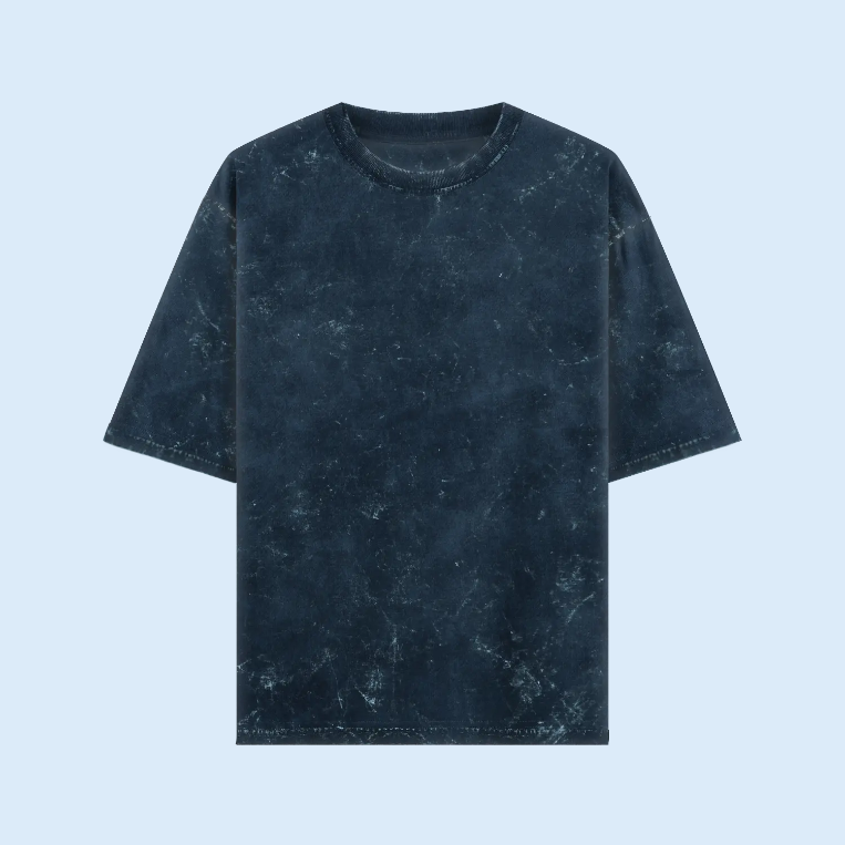Unisex Acidwash Cotton Oversized T-Shirt Navy Blue