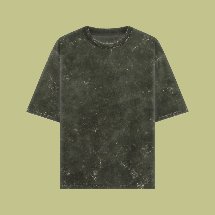 Unisex Acidwash Cotton Oversized T-Shirt Olive Green