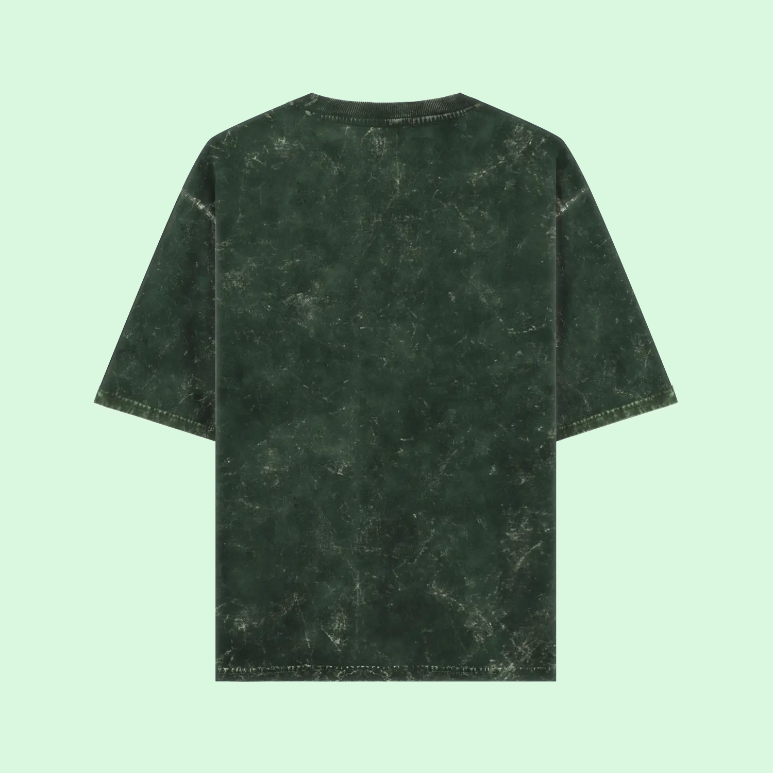 Unisex Acidwash Cotton Oversized T-Shirt Bottle Green