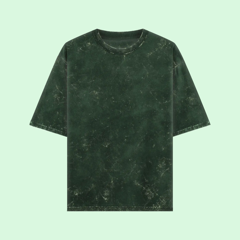 Unisex Acidwash Cotton Oversized T-Shirt Bottle Green