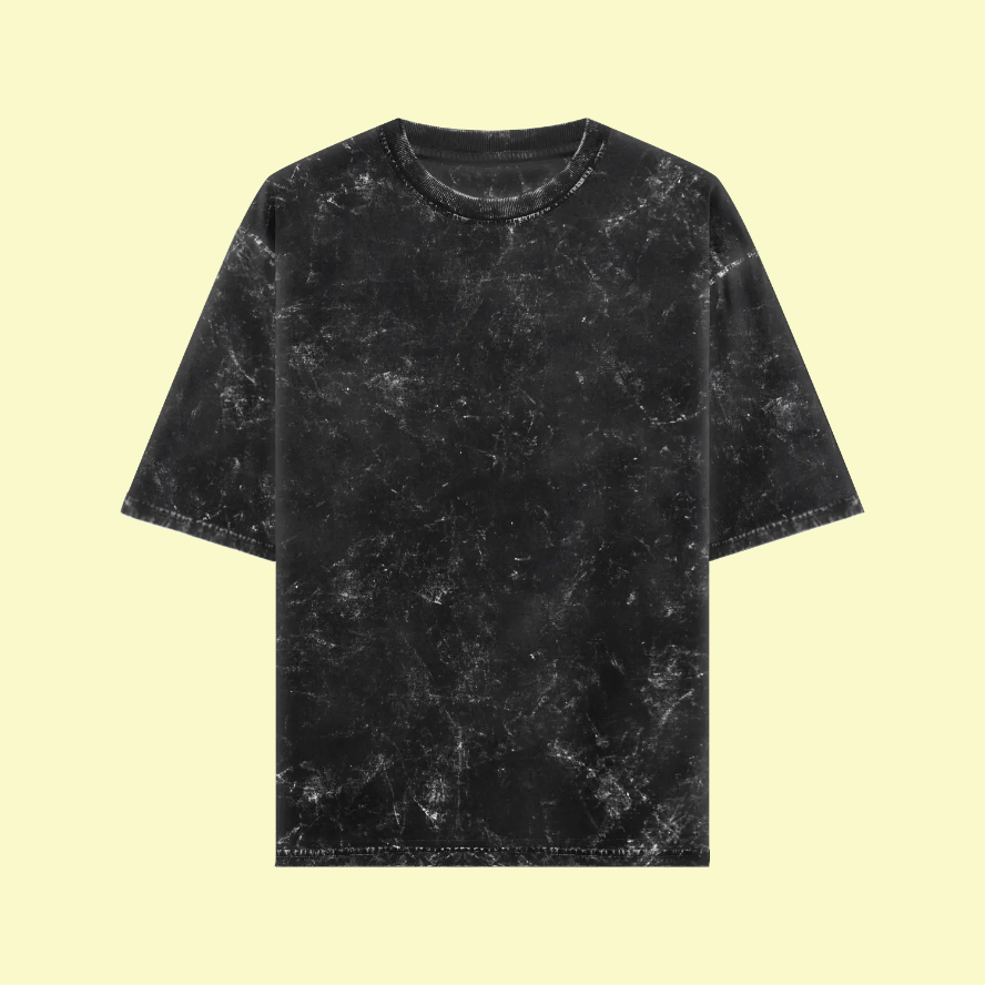 Unisex Acidwash Cotton Oversized T-Shirt Black