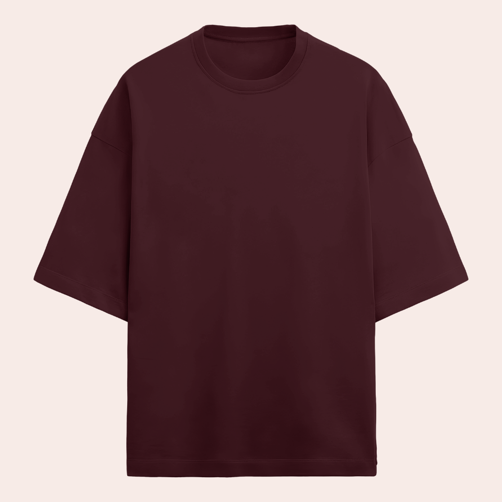 Unisex Oversized Terry Cotton T-Shirt Maroon