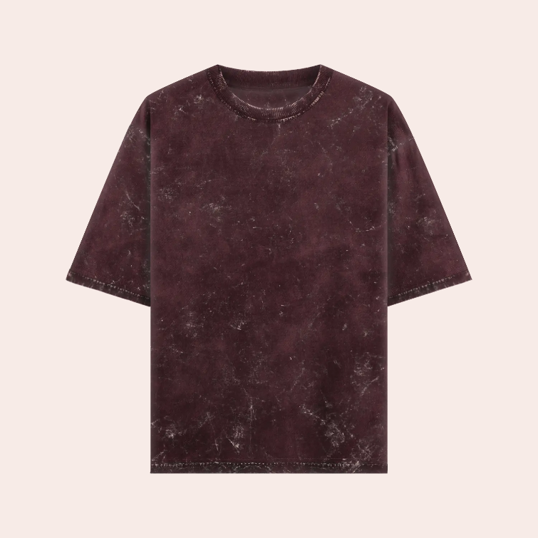 Unisex Acidwash Cotton Oversized T-Shirt Maroon